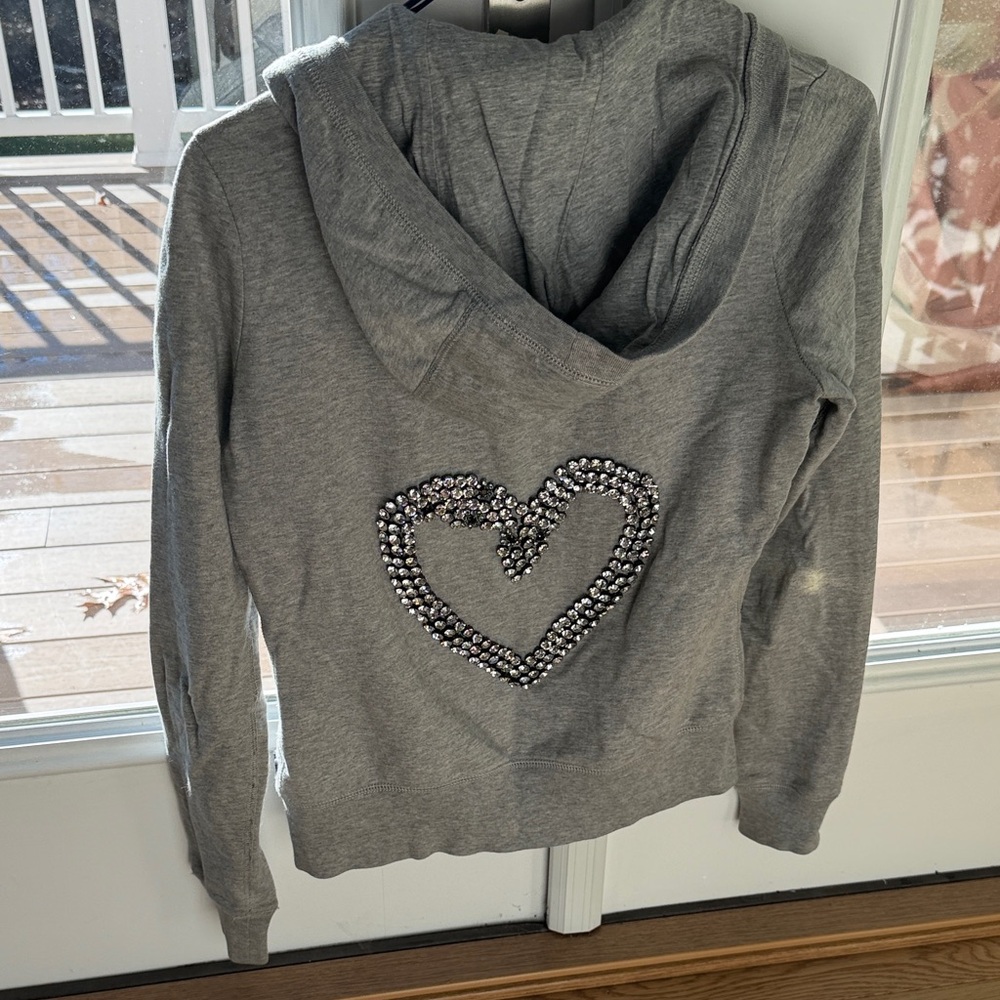 TWISTED HEART Charcoal Heart-Embellished Hoodie
